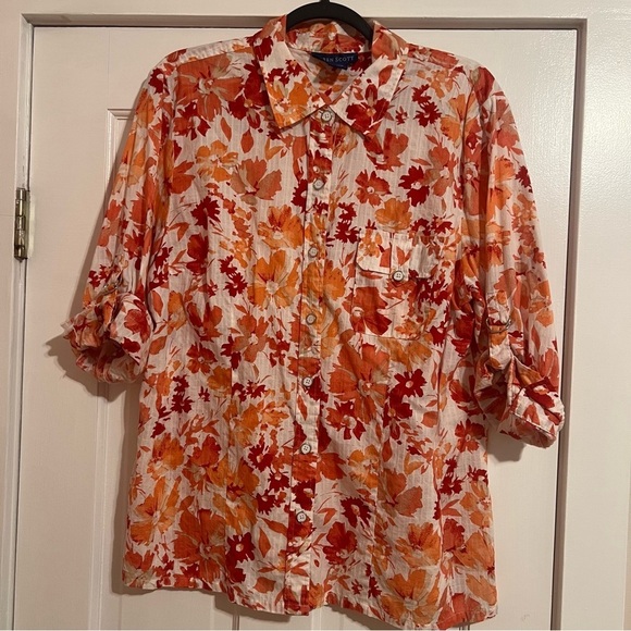 Karen Scott Tops - #116 KAREN SCOTT COTTON BUTTON UP BLOUSE XL